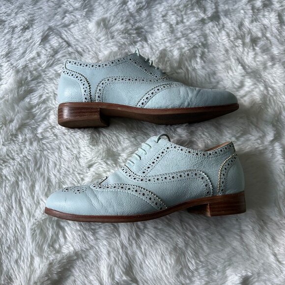 Blue women's leather brogues - Picture 4 of 6